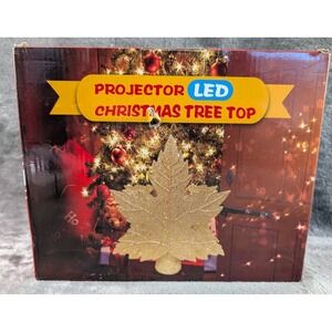 LED Projector Christmas Tree Topper – Gold Glitter Lighted Decoration Holiday...